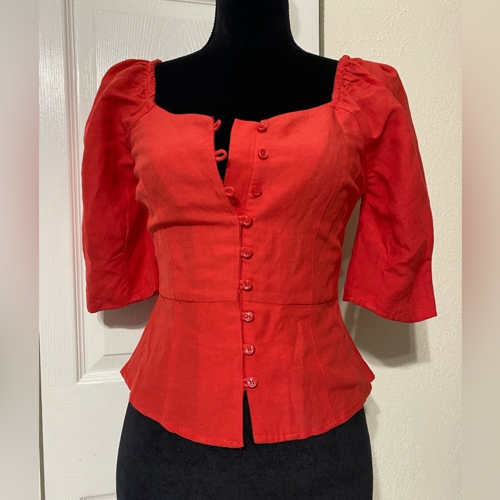 - Something Navy Red Blouse size XS - Picture 2 of 10